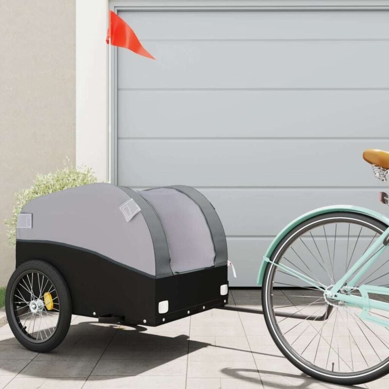 foto del prodotto rimorchio da bici nero e grigio 45 kg in ferro