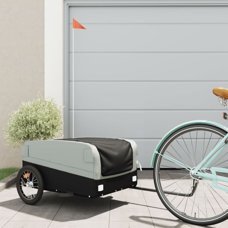 foto del prodotto rimorchio da bici nero e grigio 45 kg in ferro vidaxl