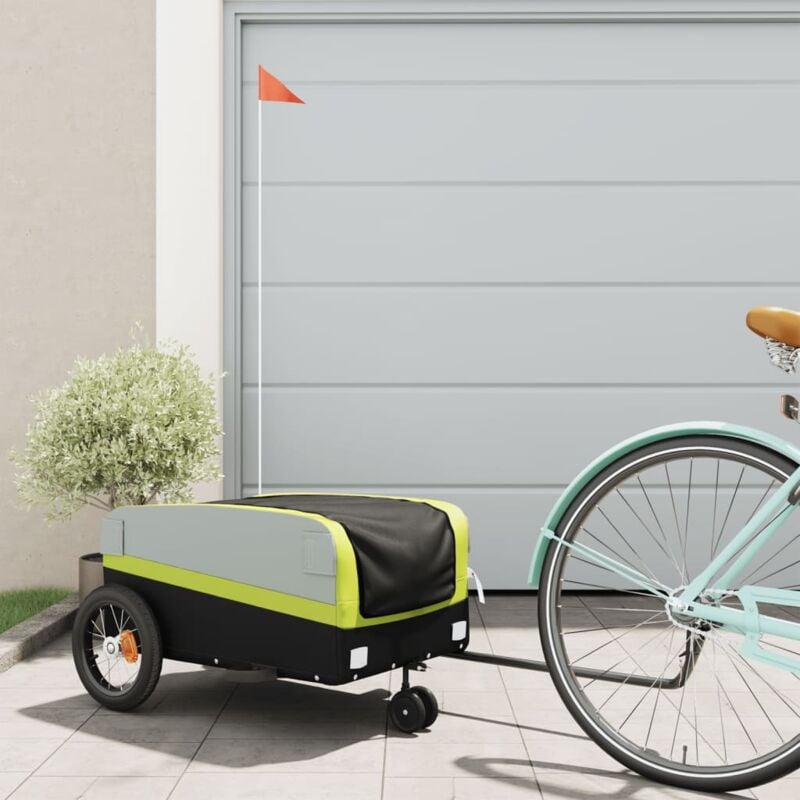 foto del prodotto rimorchio da bici nero e verde 30 kg in ferro vidaxl