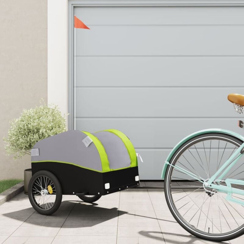 foto del prodotto rimorchio da bici nero e verde 30 kg in ferro vidaxl