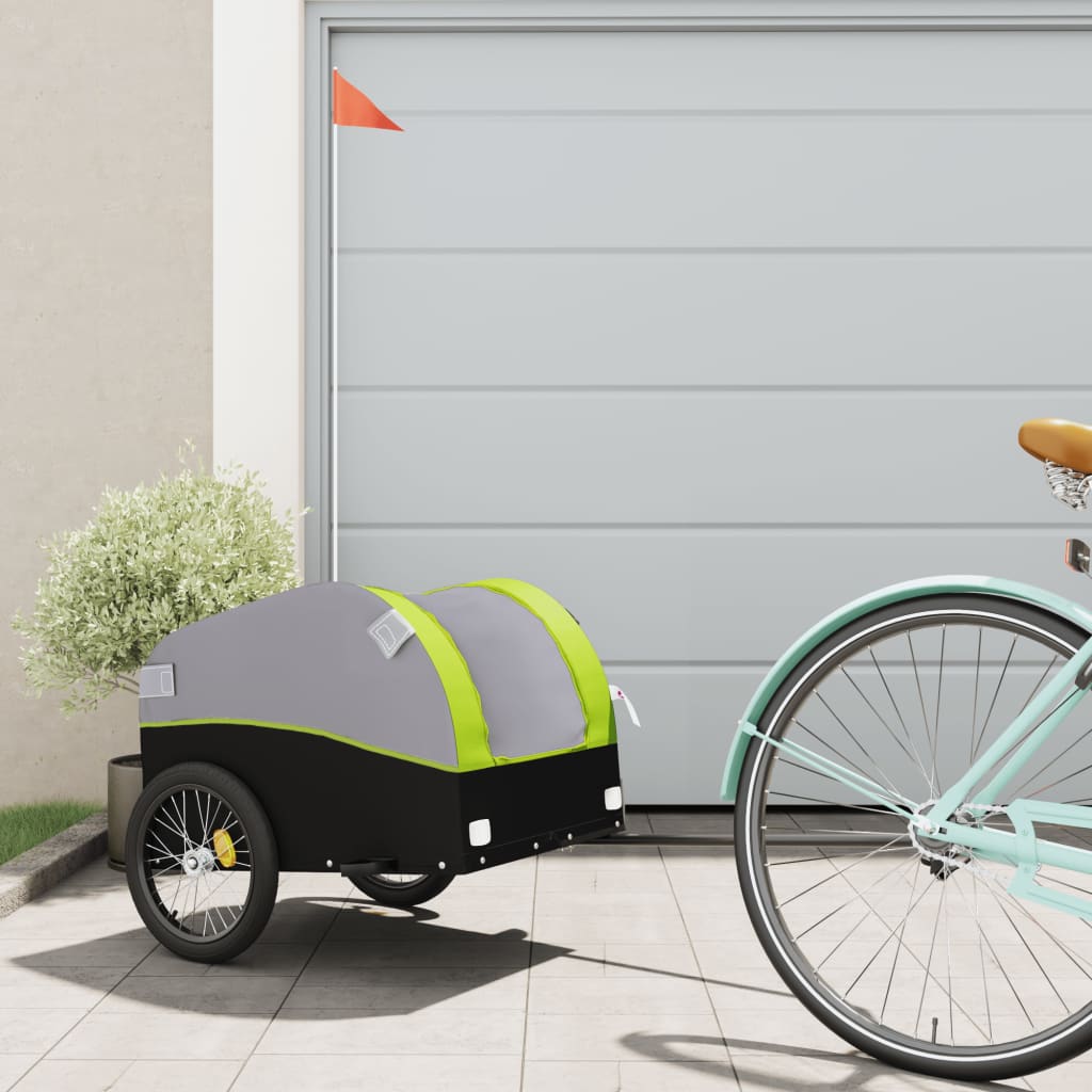 foto del prodotto rimorchio da bici nero e verde 30 kg in ferrocod mxl 84812