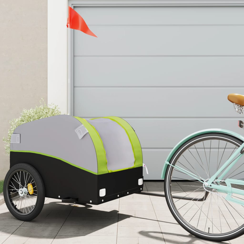 foto del prodotto rimorchio da bici nero e verde 45 kg in ferro
