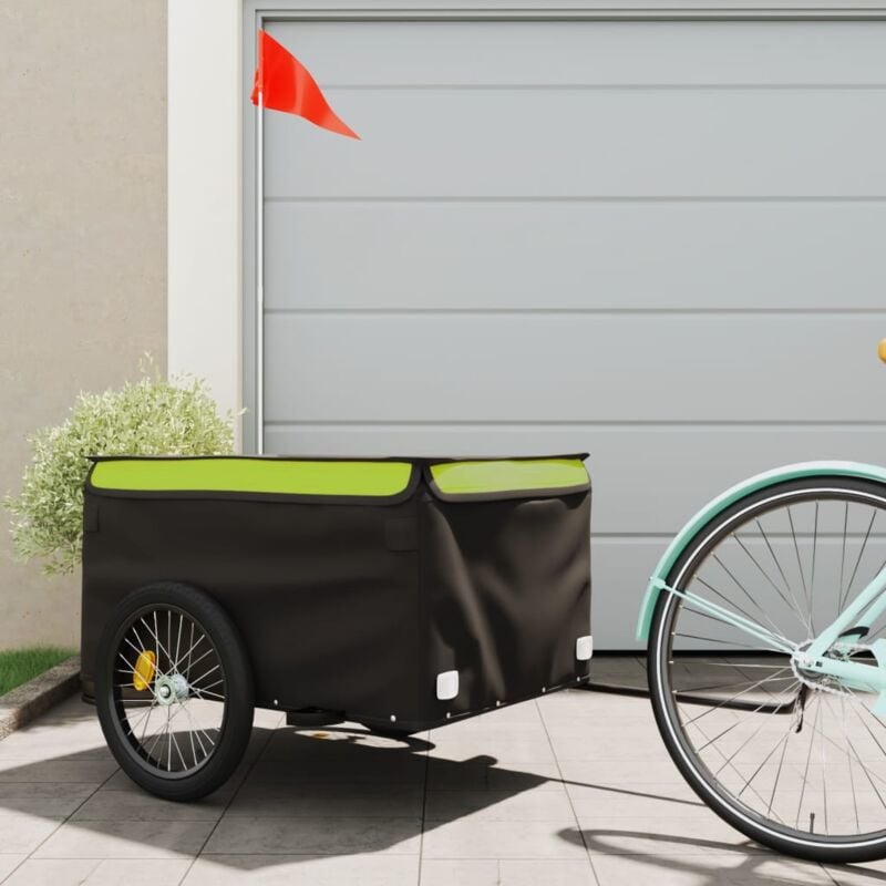 foto del prodotto rimorchio da bici nero e verde 45 kg in ferro vidaxl