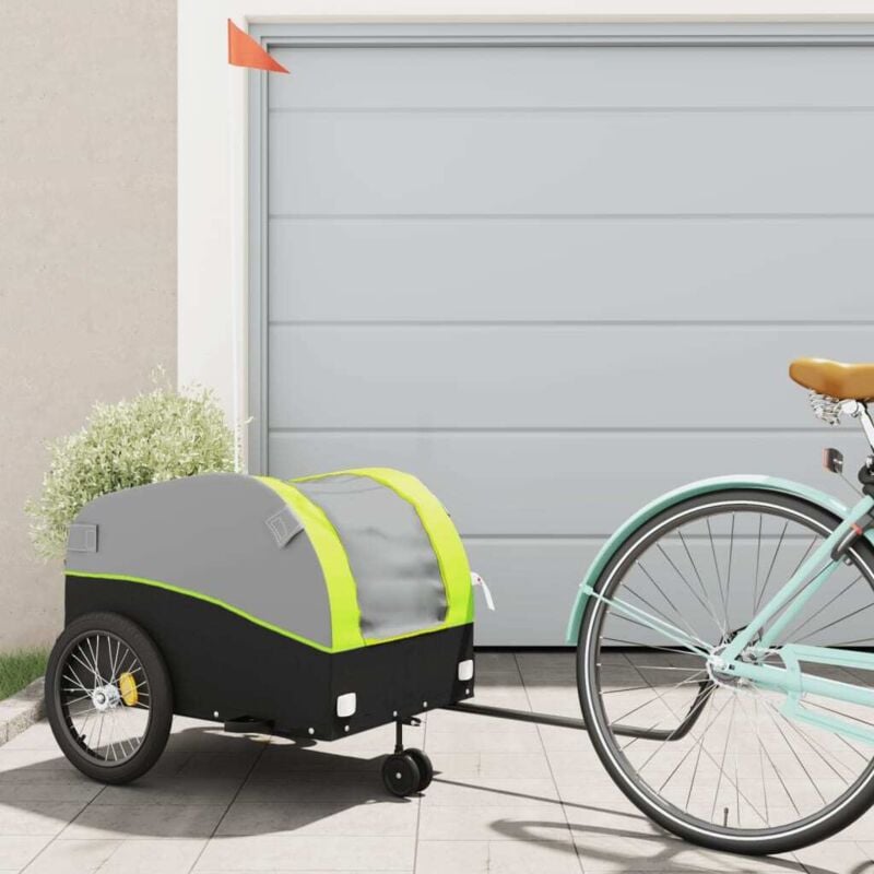 foto del prodotto rimorchio da bici nero e verde 45 kg in ferro vidaxl