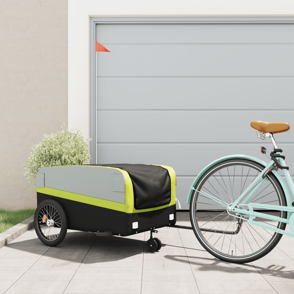 foto del prodotto rimorchio da bici nero e verde 45 kg in ferrocod mxl 110597