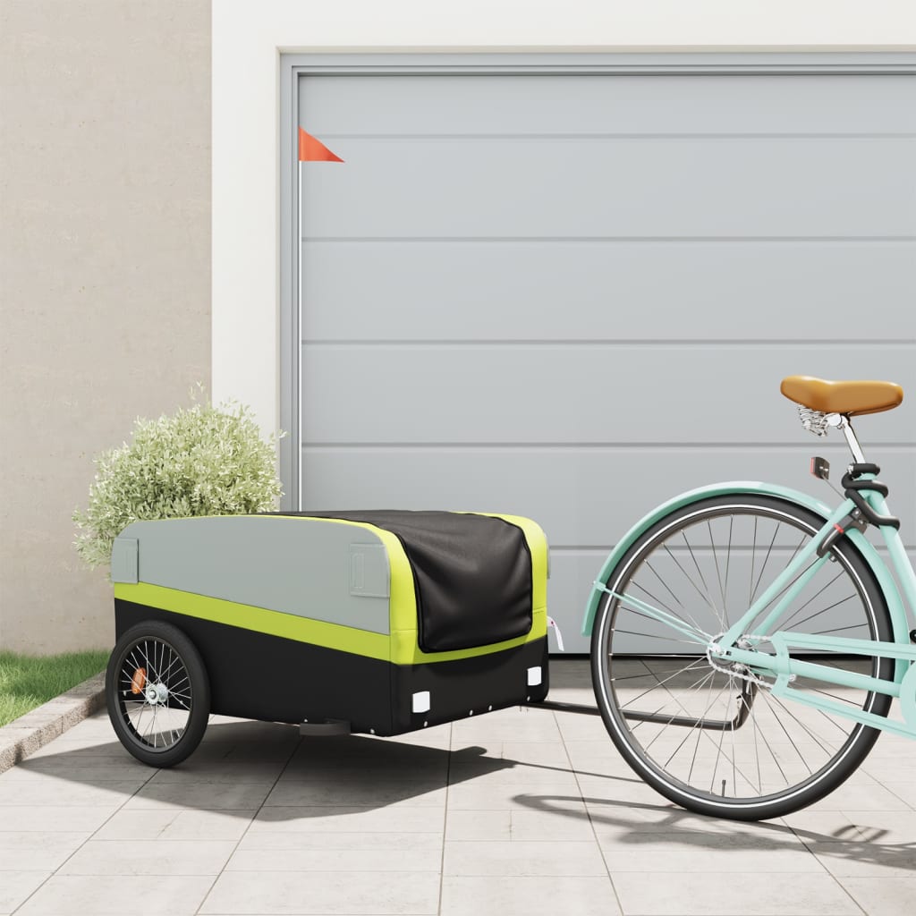 foto del prodotto rimorchio da bici nero e verde 45 kg in ferrocod mxl 84028