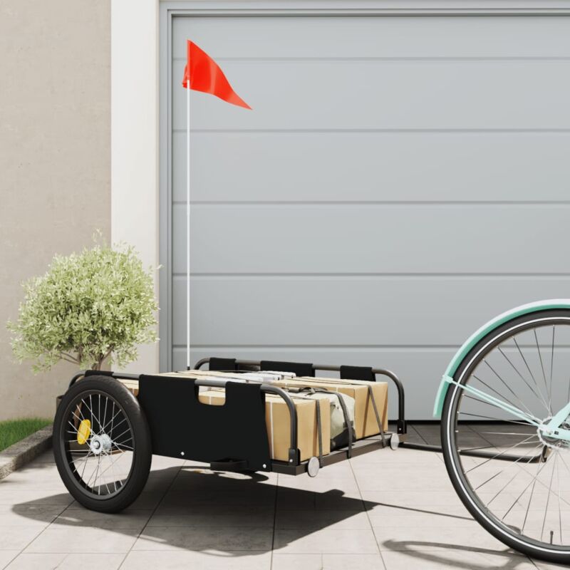 foto del prodotto rimorchio da bici nero oxford e ferro vidaxl