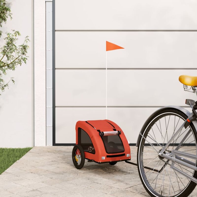 foto del prodotto rimorchio da bici per animali arancione e grigio oxford e ferro - vidaxl