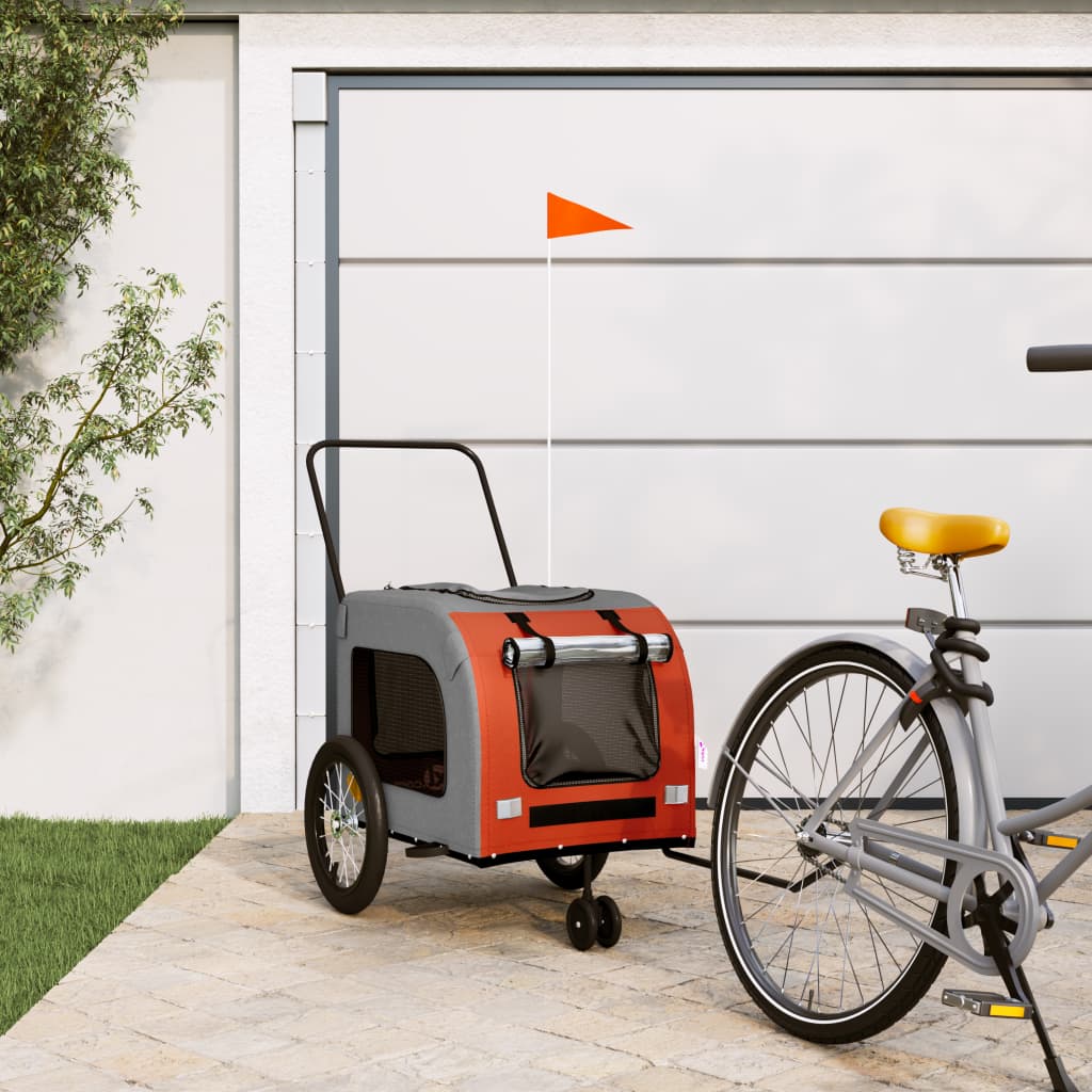 foto del prodotto rimorchio da bici per animali arancione e grigio oxford e ferrocod mxl 131488