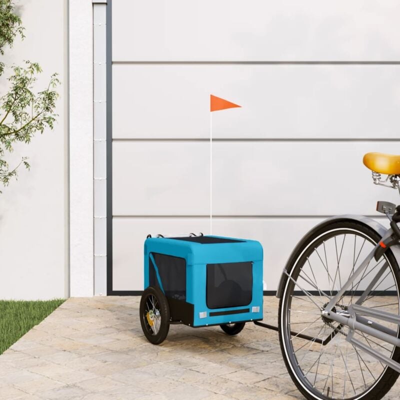 foto del prodotto rimorchio da bici per animali blu e nero oxford e ferro vidaxl