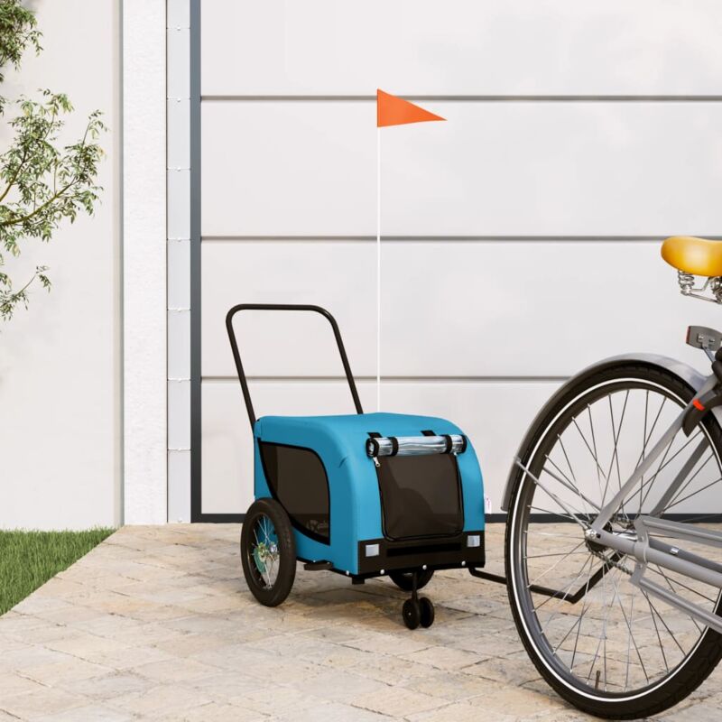 foto del prodotto rimorchio da bici per animali blu e nero oxford e ferro vidaxl