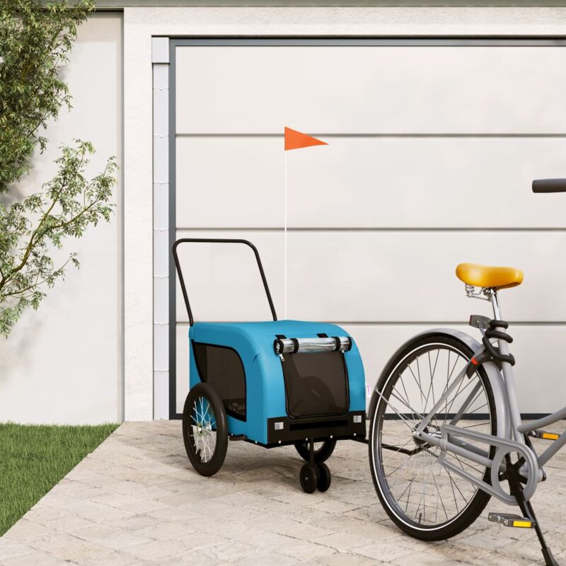 foto del prodotto rimorchio da bici per animali blu e nero oxford e ferro - vidaxl