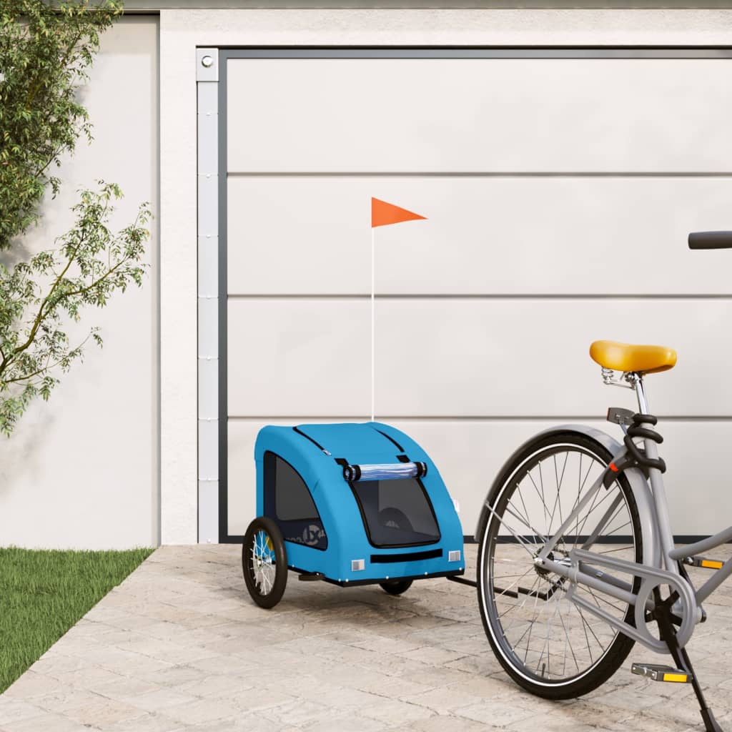 foto del prodotto rimorchio da bici per animali blu oxford e ferro