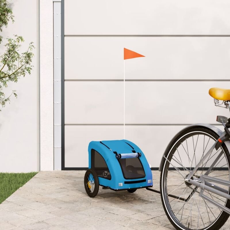 foto del prodotto rimorchio da bici per animali blu oxford e ferro vidaxl