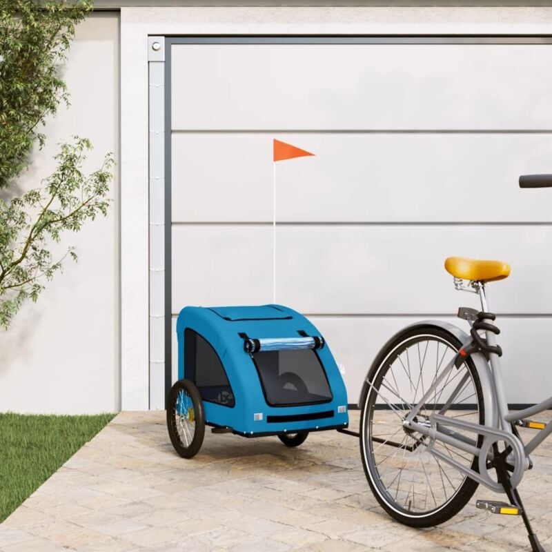 foto del prodotto rimorchio da bici per animali blu oxford e ferro vidaxl
