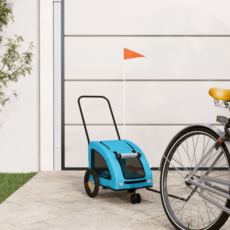 foto del prodotto rimorchio da bici per animali blu oxford e ferro vidaxl