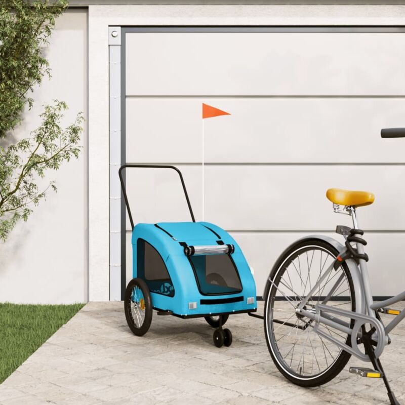 foto del prodotto rimorchio da bici per animali blu oxford e ferro vidaxl