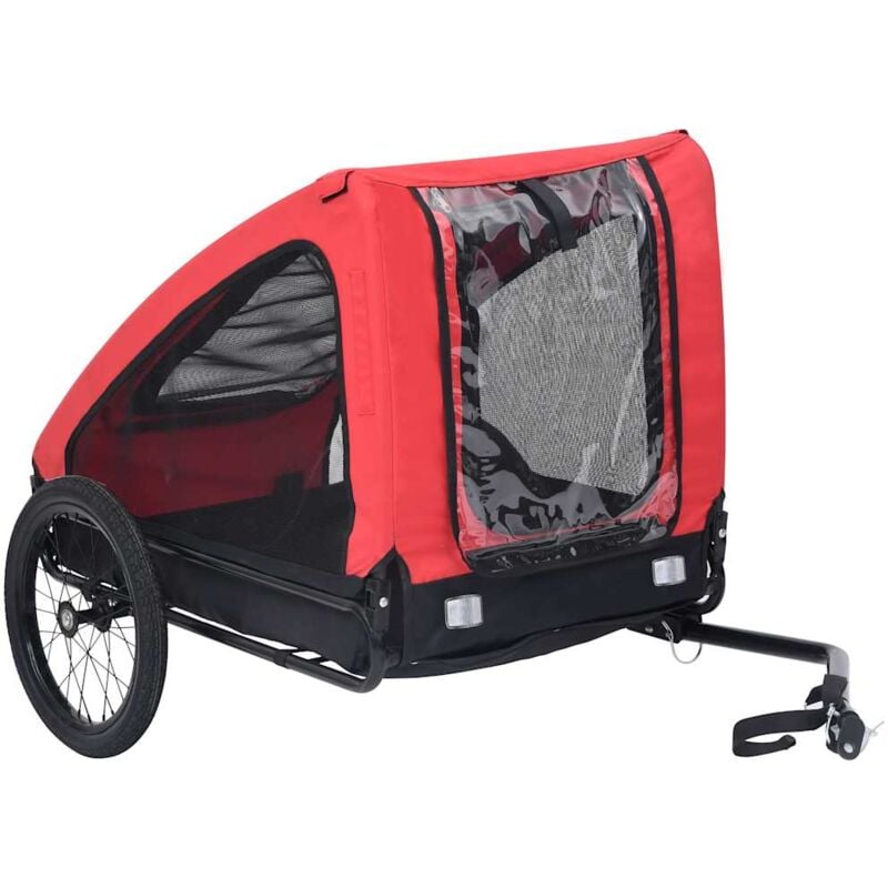foto del prodotto rimorchio da bici per animali domestici rosso e nero vidaxl