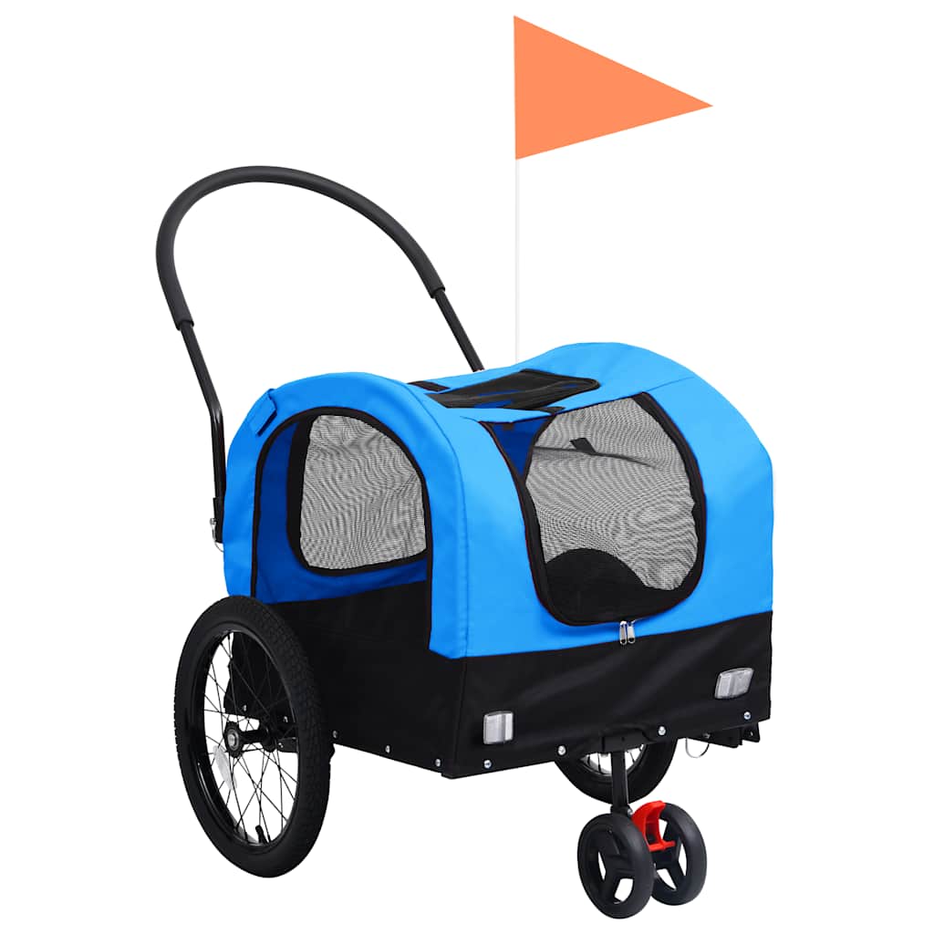 foto del prodotto rimorchio da bici per animali e carrello jogging blu e nero cod mxl 63793
