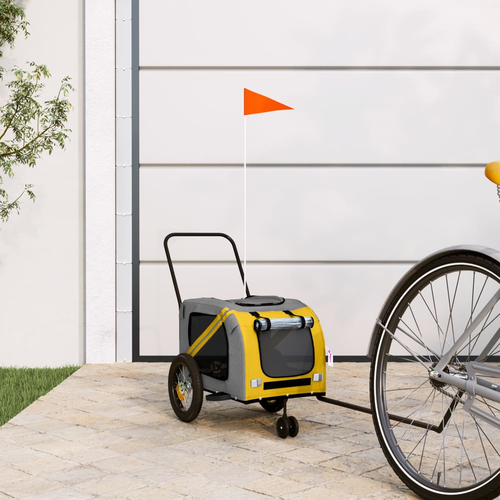 foto del prodotto rimorchio da bici per animali giallo e nero oxford e ferrocod mxl 107670