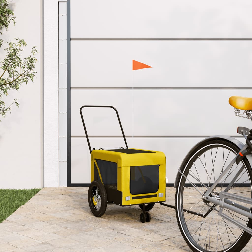 foto del prodotto rimorchio da bici per animali giallo e nero oxford e ferrocod mxl 85742