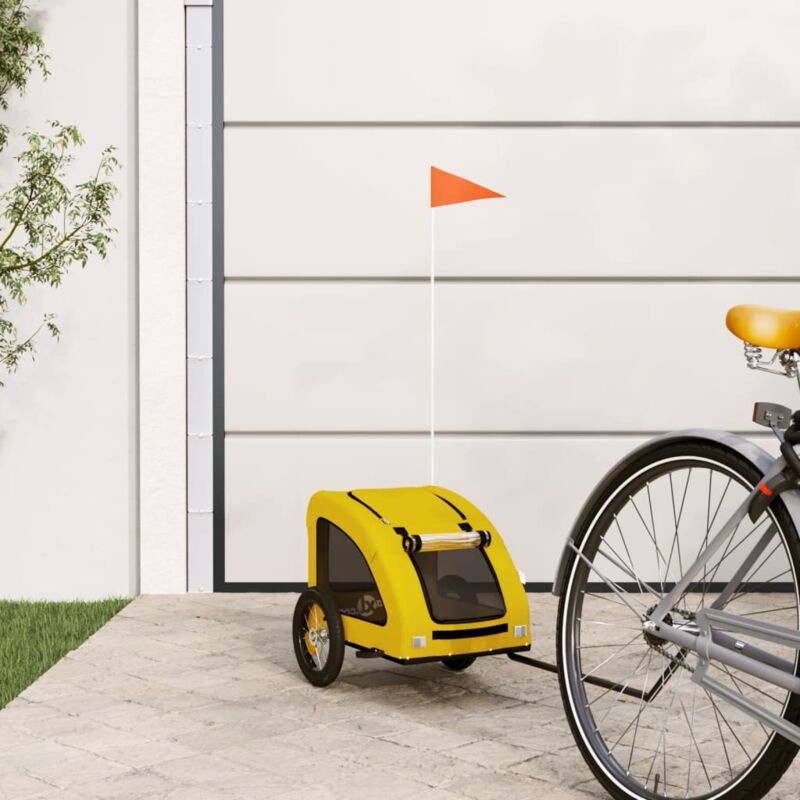 foto del prodotto rimorchio da bici per animali giallo oxford e ferro vidaxl