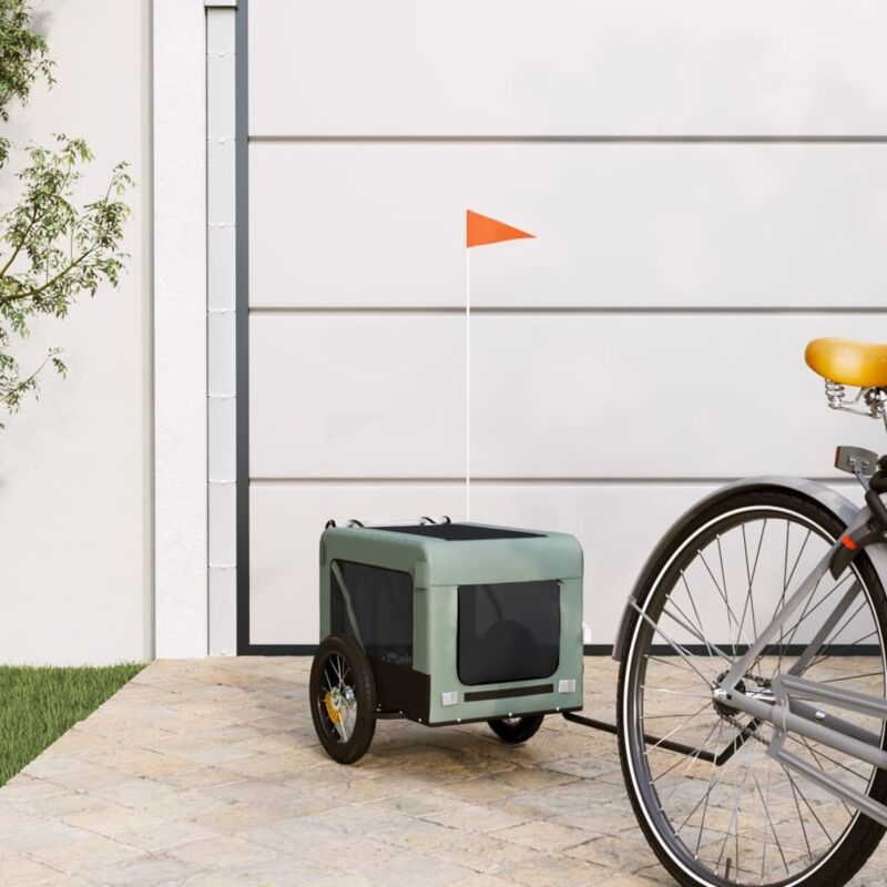 foto del prodotto rimorchio da bici per animali grigio e nero oxford e ferro vidaxl