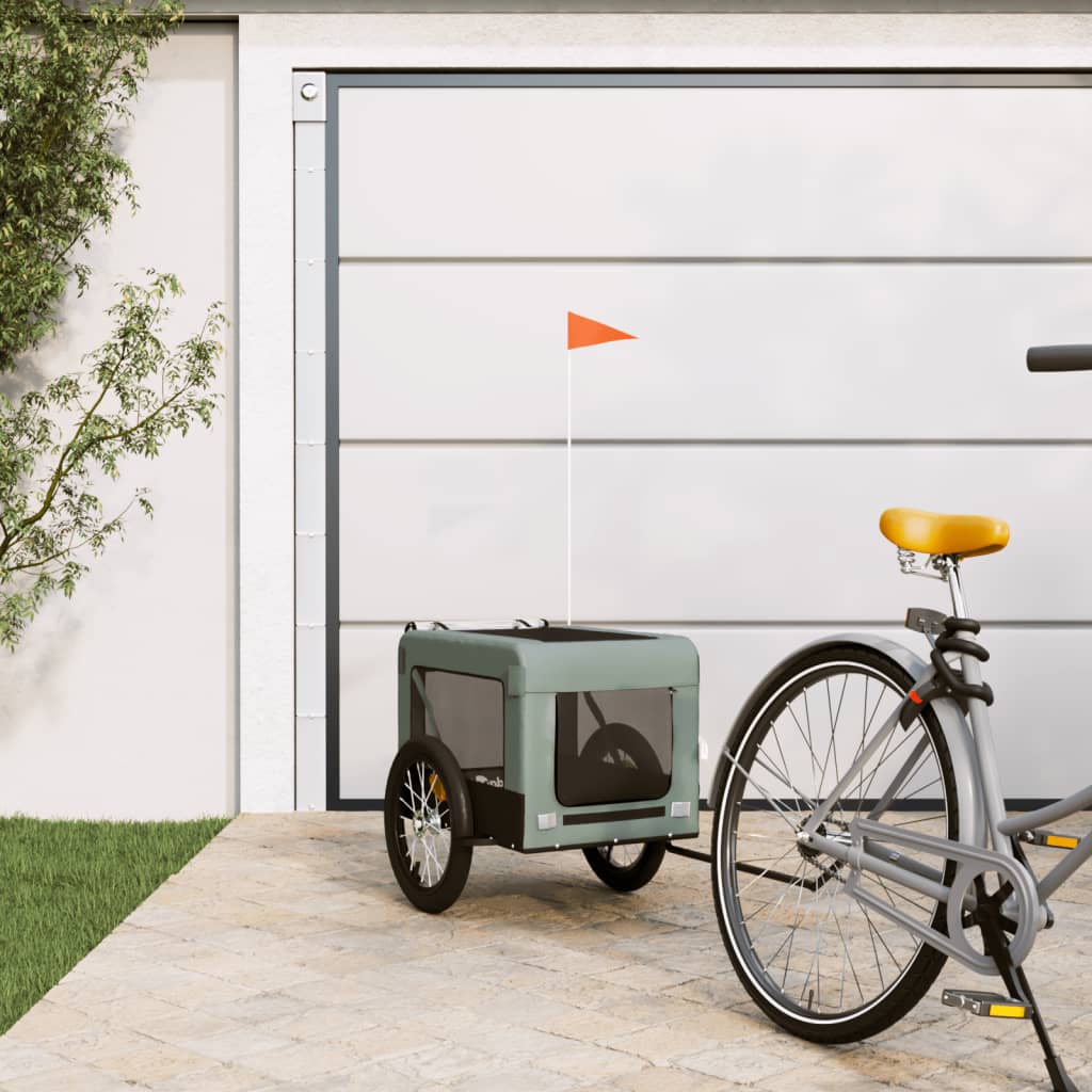 foto del prodotto rimorchio da bici per animali grigio e nero oxford e ferrocod mxl 117616