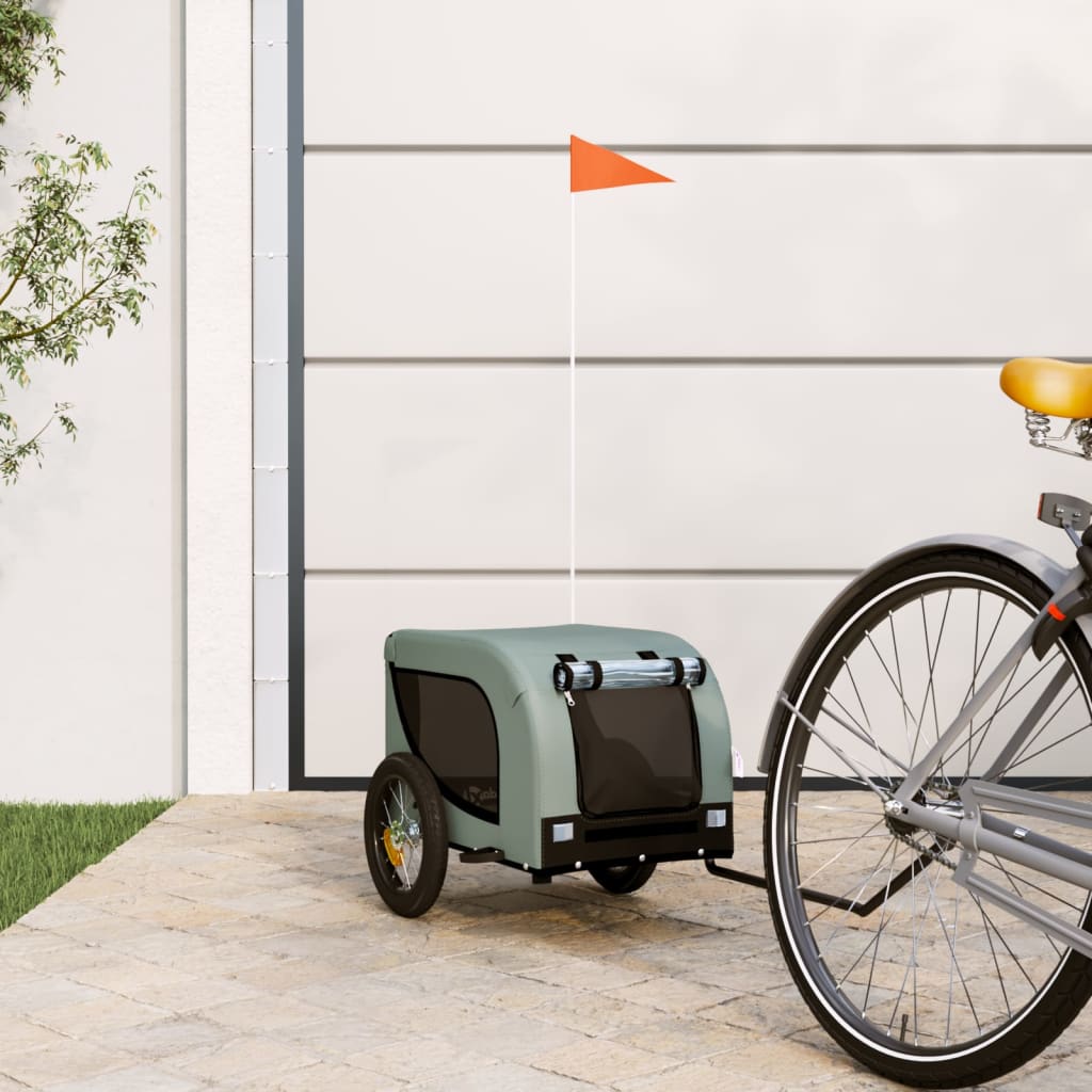 foto del prodotto rimorchio da bici per animali grigio e nero oxford e ferrocod mxl 94227