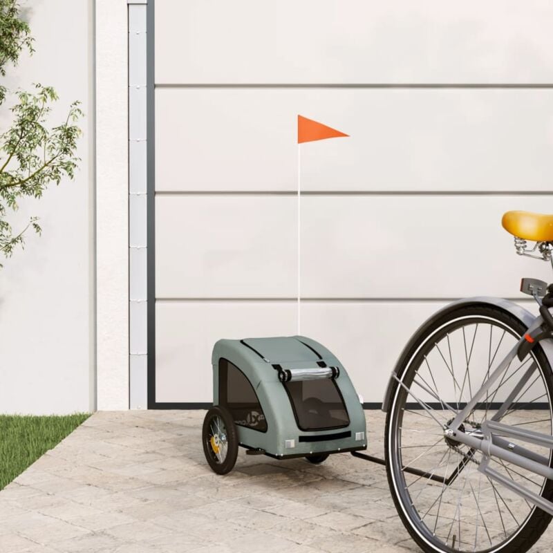 foto del prodotto rimorchio da bici per animali grigio oxford e ferro vidaxl