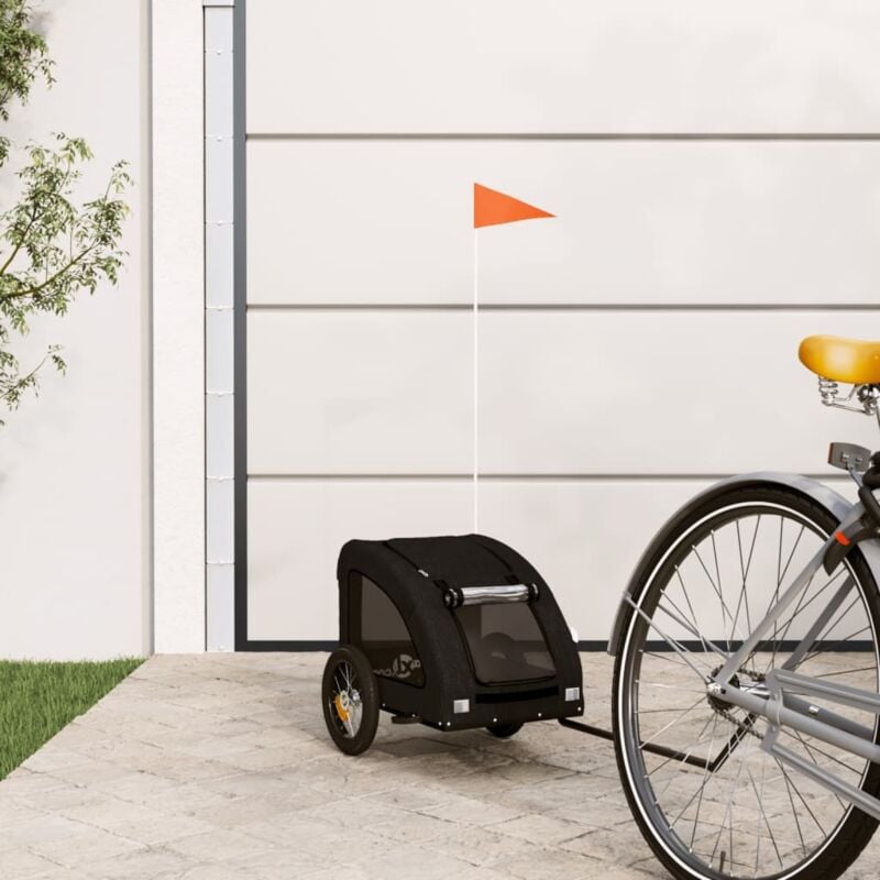 foto del prodotto rimorchio da bici per animali nero oxford e ferro vidaxl