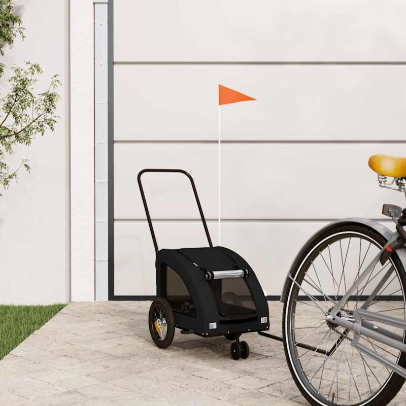 foto del prodotto rimorchio da bici per animali nero oxford e ferro vidaxl