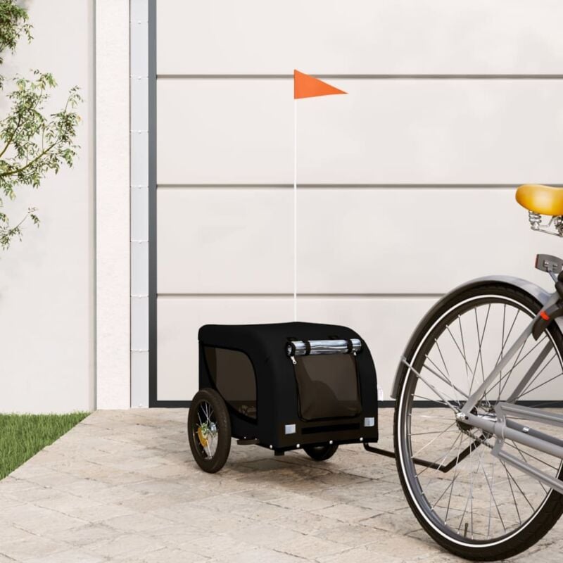 foto del prodotto rimorchio da bici per animali nero oxford e ferro vidaxl