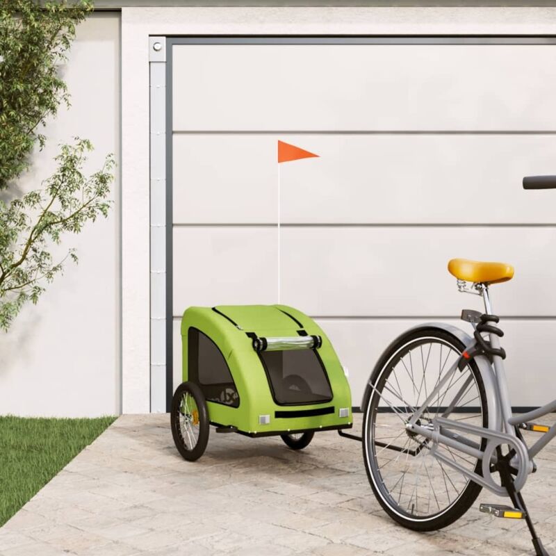 foto del prodotto rimorchio da bici per animali verde oxford e ferro vidaxl