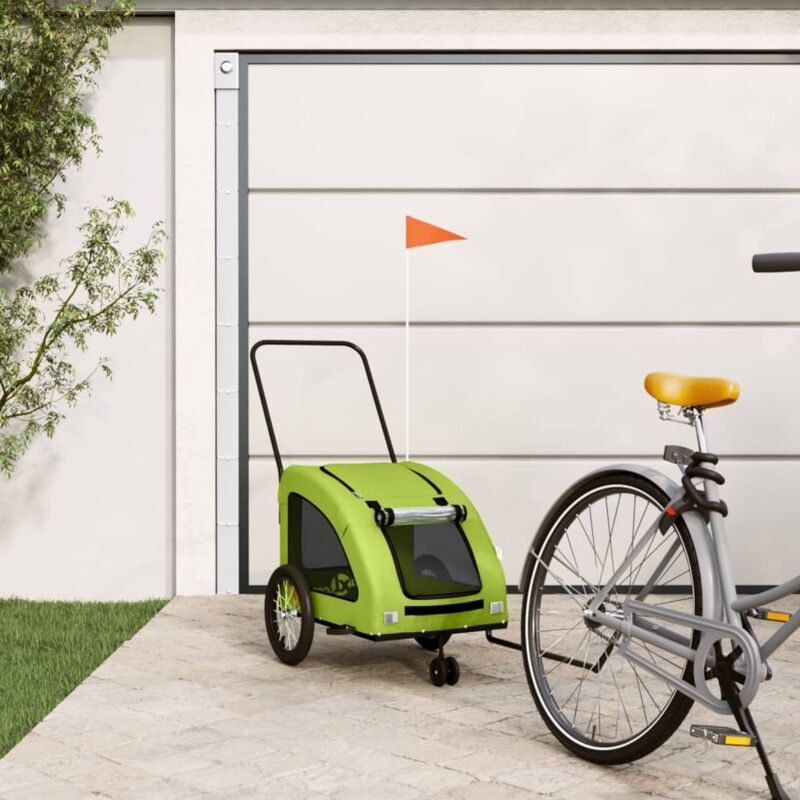 foto del prodotto rimorchio da bici per animali verde oxford e ferro vidaxl