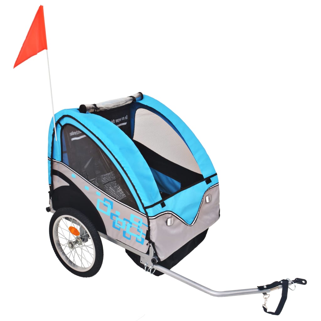 foto del prodotto rimorchio da bici per bambini grigio e blu 30 kg cod mxl 76790