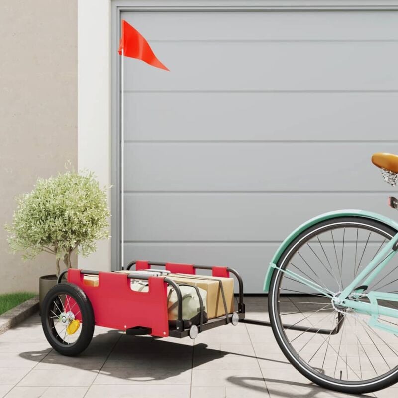 foto del prodotto rimorchio da bici rosso oxford e ferro vidaxl