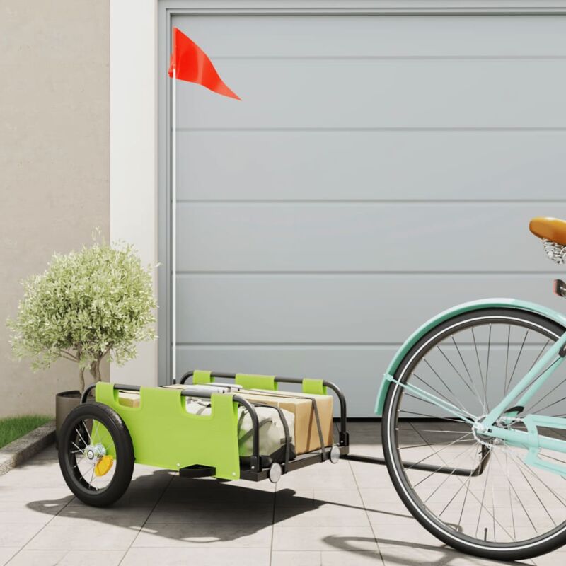 foto del prodotto rimorchio da bici verde oxford e ferro vidaxl