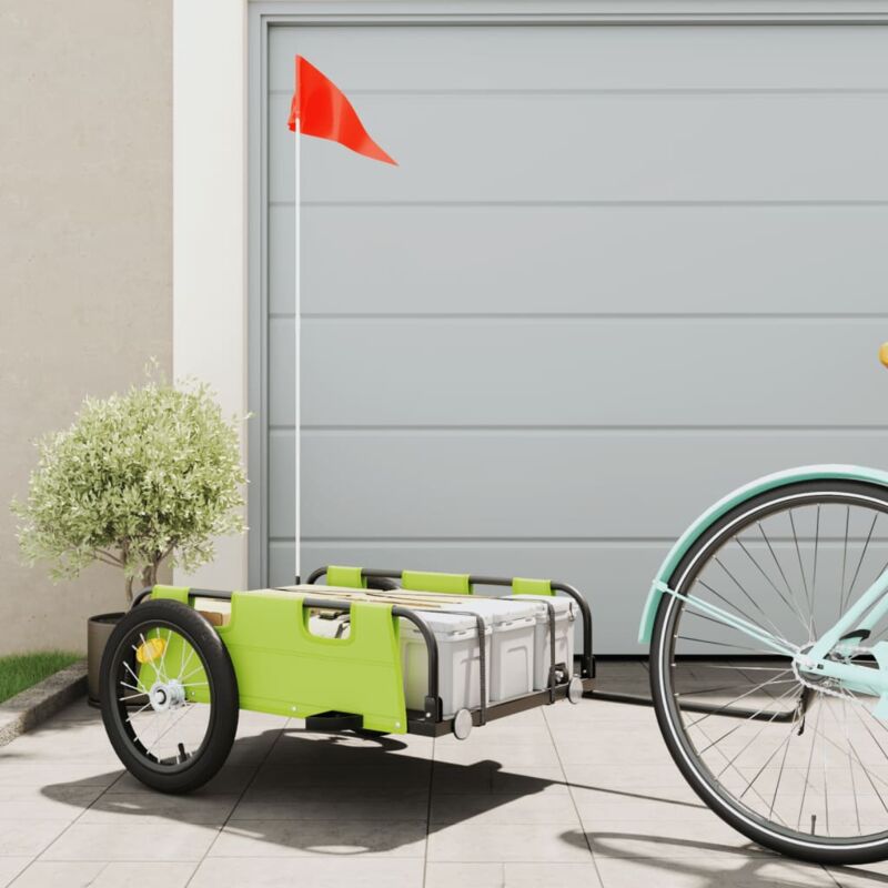 foto del prodotto rimorchio da bici verde oxford e ferro vidaxl