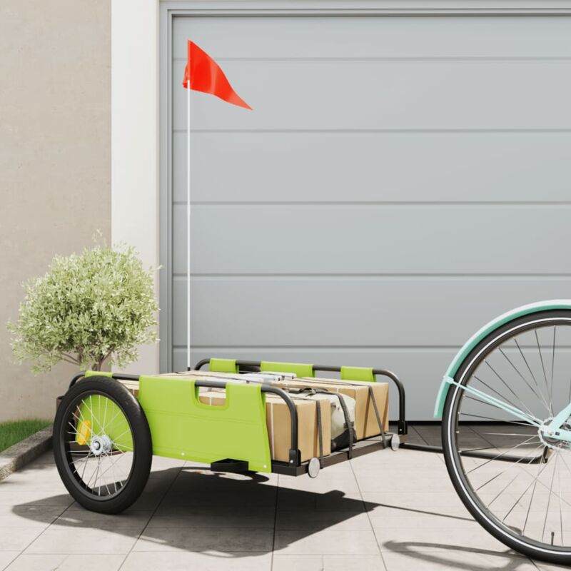 foto del prodotto rimorchio da bici verde oxford e ferro vidaxl
