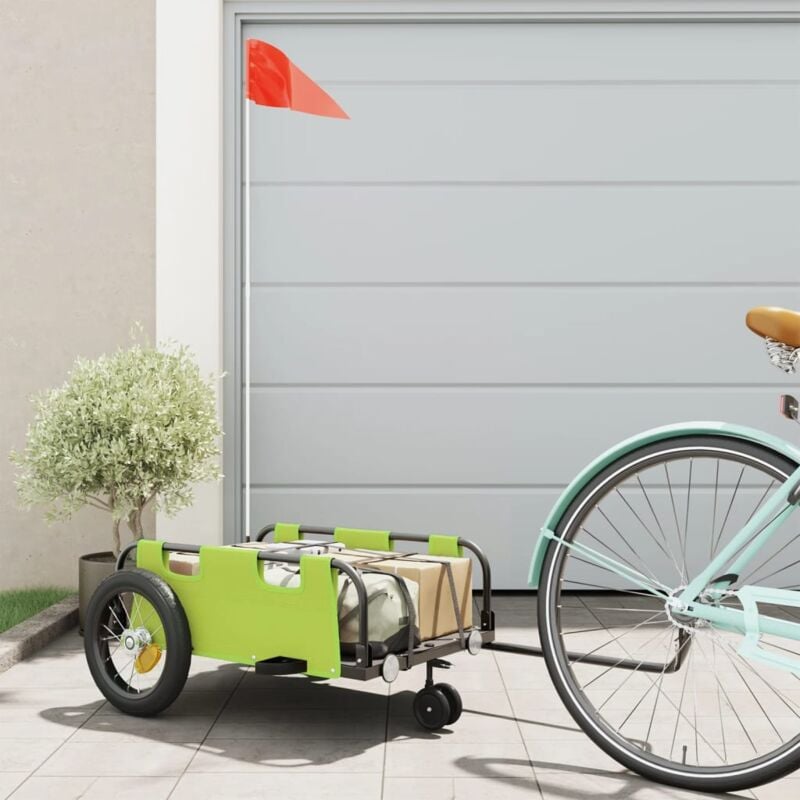 foto del prodotto rimorchio da bici verde oxford e ferro vidaxl