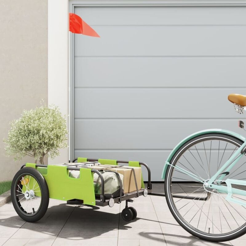 foto del prodotto rimorchio da bici verde oxford e ferro vidaxl