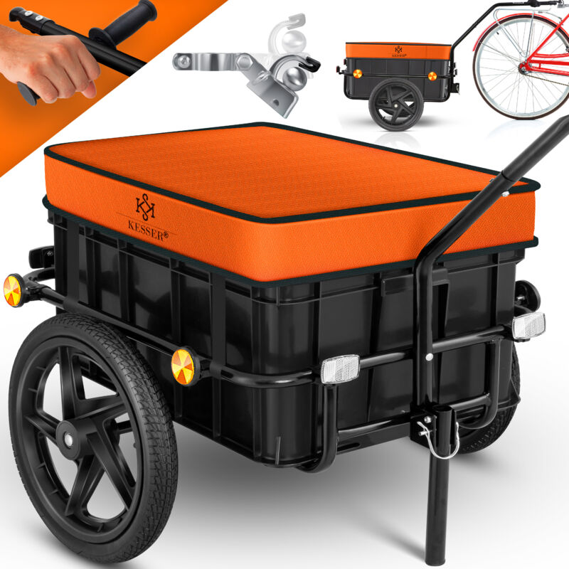 foto del prodotto rimorchio per biciclette carrello a mano con aggancio timone alto per rimorchio da trasporto per biciclette cassone da trasporto con volume di 70