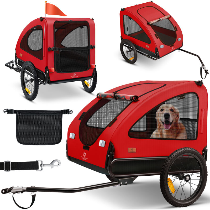 foto del prodotto rimorchio per cani boxer 2 in 1 rimorchio per cani in bicicletta grande circa 250l di volume bandiera e borsa incluse tela oxford 600d pieghevole