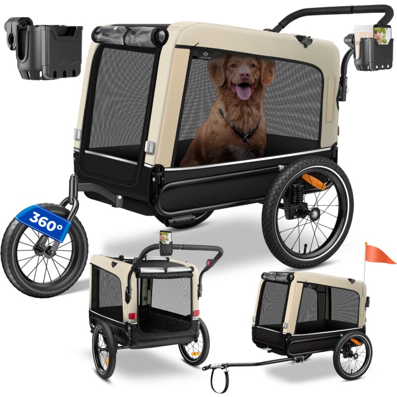 foto del prodotto rimorchio per cani boxer 3 in 1 passeggino per cani e rimorchio per biciclette da jogging grande circa 240 litri di volume molleggiato materiale 