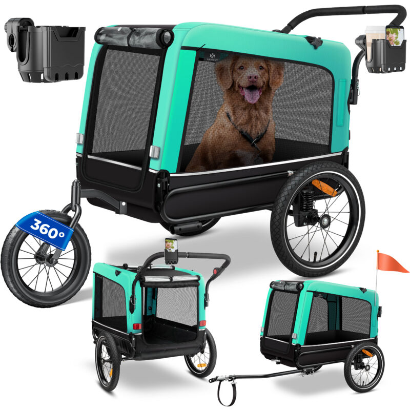 foto del prodotto rimorchio per cani rimorchio per cani boxer 3 in 1 e rimorchio per biciclette da jogging grande circa 240 litri di volume molleggiato materiale tela