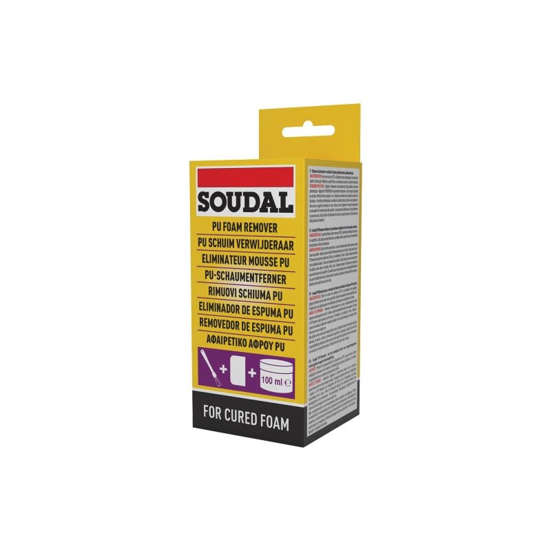 foto del prodotto rimuovi schiuma pu poliuretanica polimerizzata per pvc alluminio 100 ml soudal
