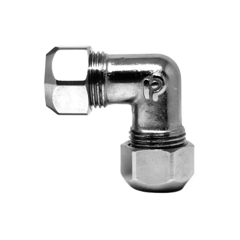 foto del prodotto rinaldi e pettinaroli raccordo curvo intermedio a tenuta ptfe per tubo rame cromato serie 6904 10 x 10