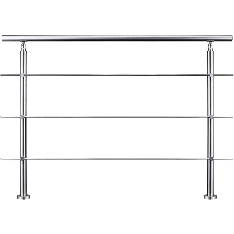 foto del prodotto ringhiera balaustra corrimano in acciaio inox spazzolato 150x106cm per interni ed esterni 3 barre trasversali