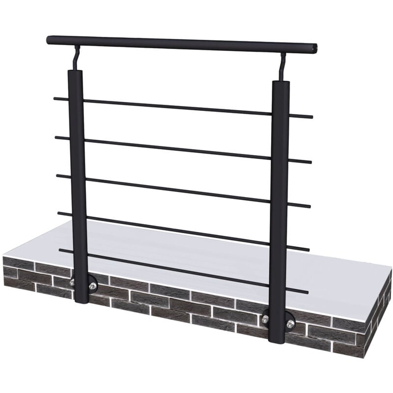 foto del prodotto ringhiera balaustra in alluminio nero opaco 100x100cm per interni ed esterni a fissaggio a parete
